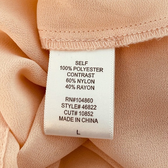 Chloe K Sheer Blouse, Light Peach, Large - Picture 10 of 12